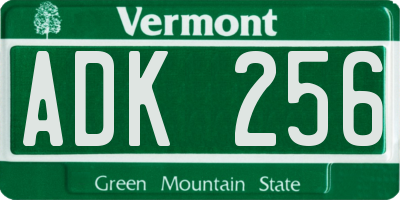 VT license plate ADK256
