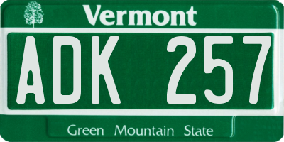 VT license plate ADK257