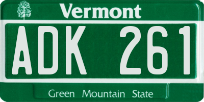 VT license plate ADK261