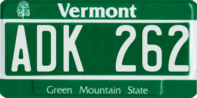 VT license plate ADK262