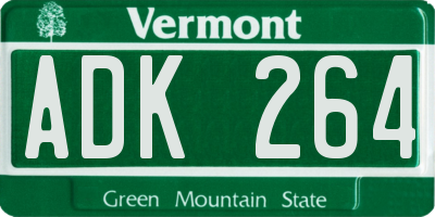 VT license plate ADK264