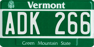 VT license plate ADK266