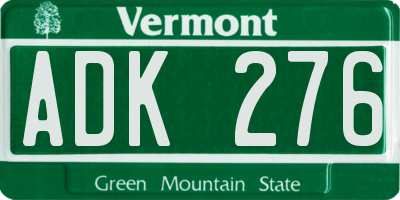 VT license plate ADK276