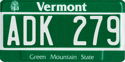 VT license plate ADK279