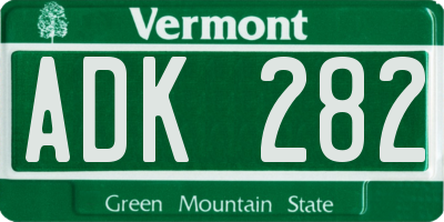VT license plate ADK282