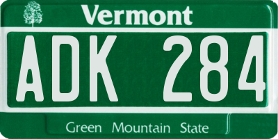 VT license plate ADK284