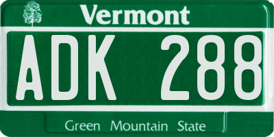 VT license plate ADK288