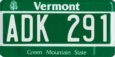 VT license plate ADK291