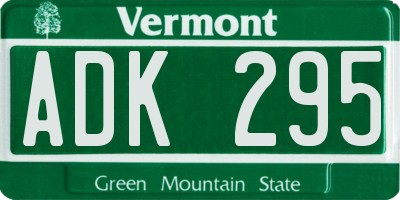 VT license plate ADK295