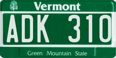 VT license plate ADK310