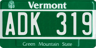 VT license plate ADK319