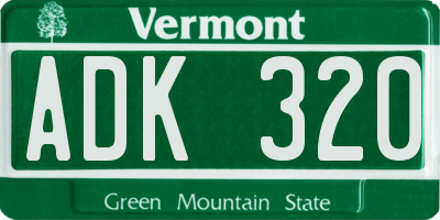 VT license plate ADK320