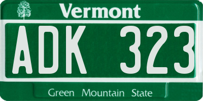 VT license plate ADK323