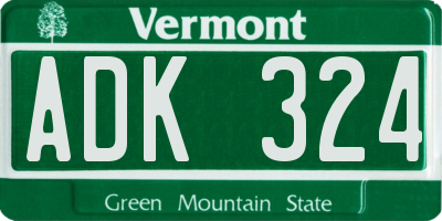 VT license plate ADK324