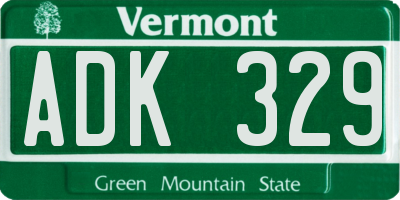 VT license plate ADK329