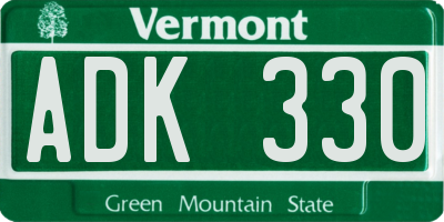 VT license plate ADK330