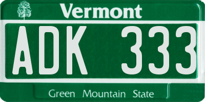 VT license plate ADK333