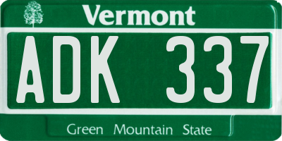 VT license plate ADK337