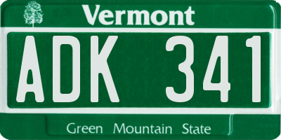 VT license plate ADK341