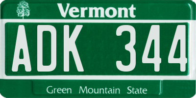 VT license plate ADK344
