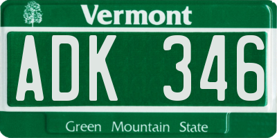 VT license plate ADK346