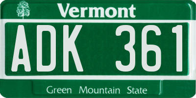 VT license plate ADK361