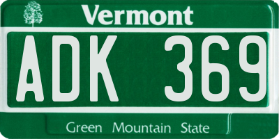VT license plate ADK369