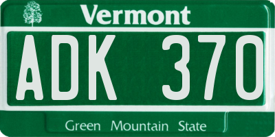 VT license plate ADK370