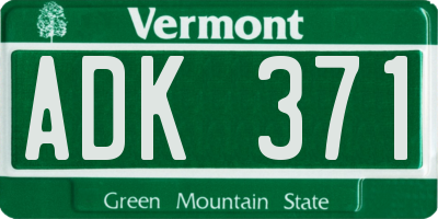 VT license plate ADK371