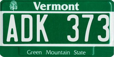VT license plate ADK373