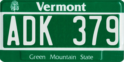 VT license plate ADK379