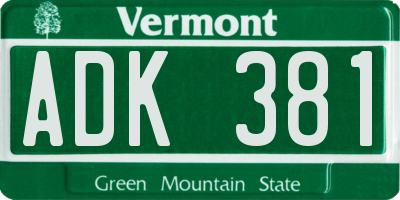 VT license plate ADK381