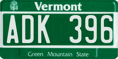 VT license plate ADK396