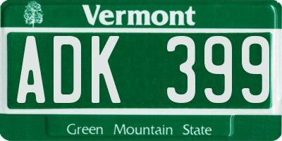 VT license plate ADK399