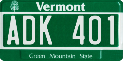 VT license plate ADK401