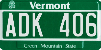 VT license plate ADK406