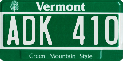 VT license plate ADK410