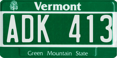 VT license plate ADK413