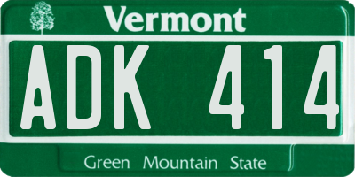 VT license plate ADK414