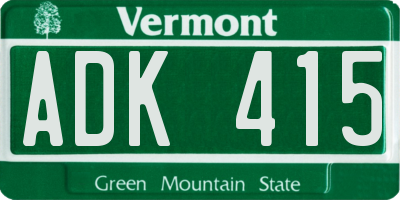 VT license plate ADK415