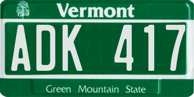 VT license plate ADK417