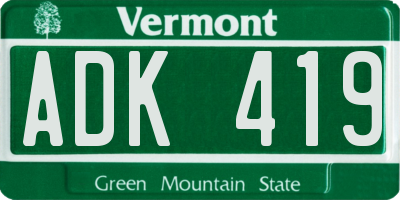 VT license plate ADK419