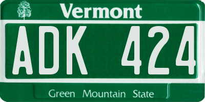 VT license plate ADK424