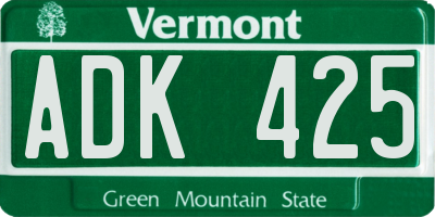 VT license plate ADK425