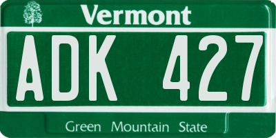 VT license plate ADK427