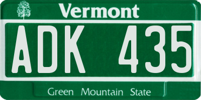 VT license plate ADK435