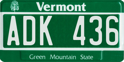 VT license plate ADK436