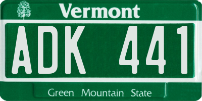 VT license plate ADK441