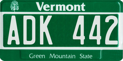 VT license plate ADK442