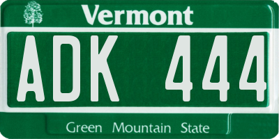 VT license plate ADK444